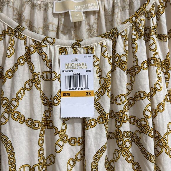 Michael Kors Chain Print Blouse in Cream and Gold NWT - Picture 3 of 6